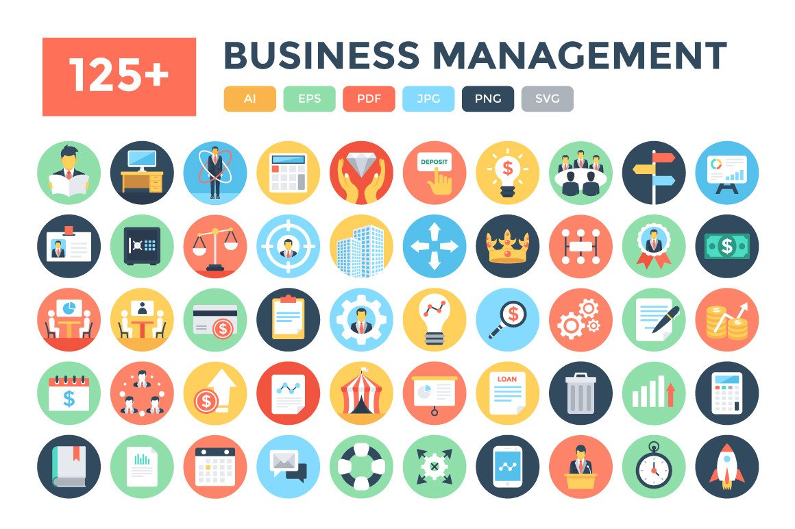 125+ Flat Business Management Icons | Icons ~ Creative Market