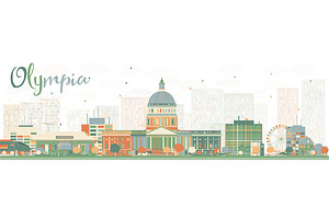 Olympia Washington Skyline Pre Designed Illustrator Graphics Creative Market