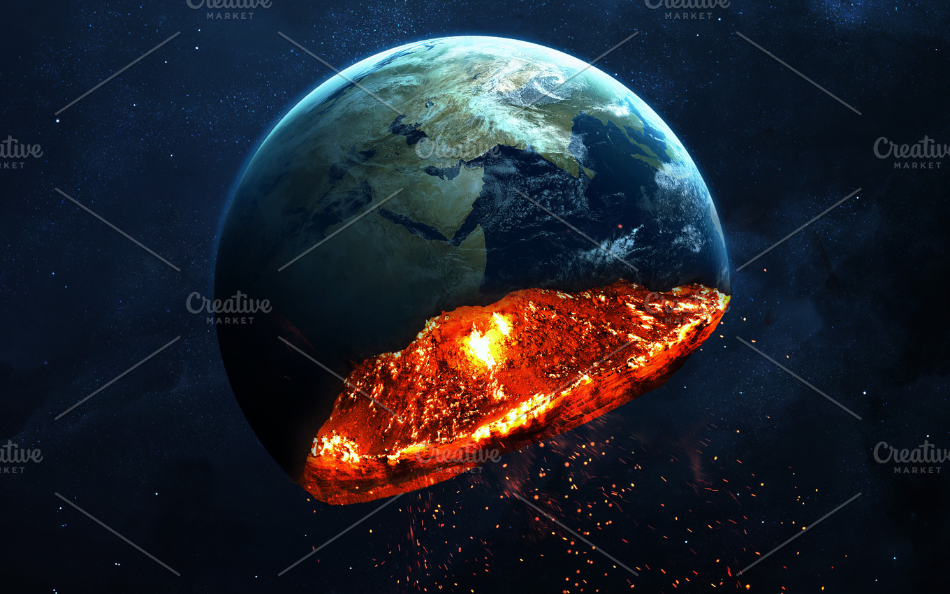 Apocalyptic background earth exploding armageddon illustration