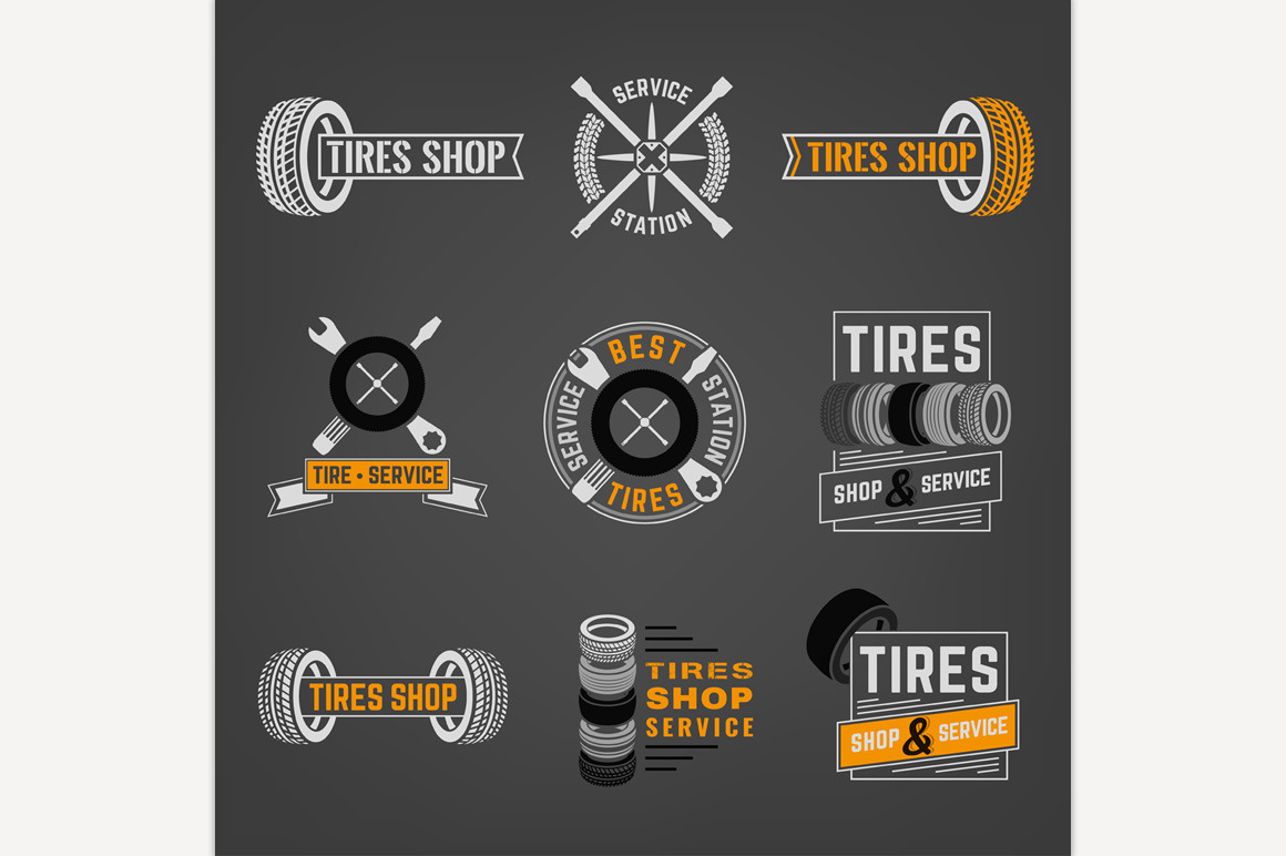 tires-shop-logos-icons-creative-market