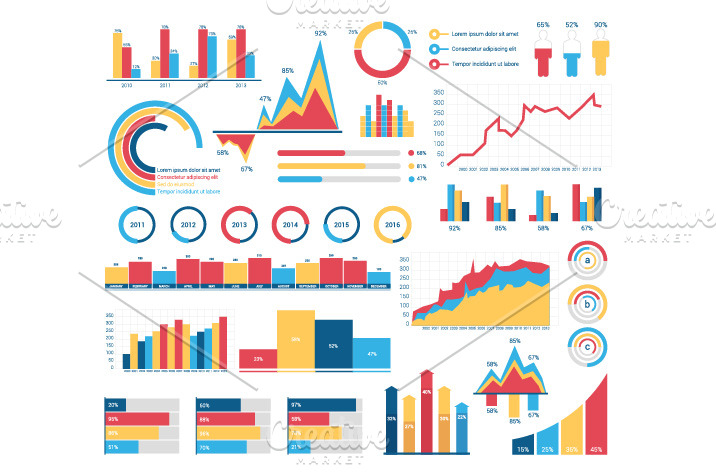 Infographics various design elements | Graphic Objects ~ Creative Market