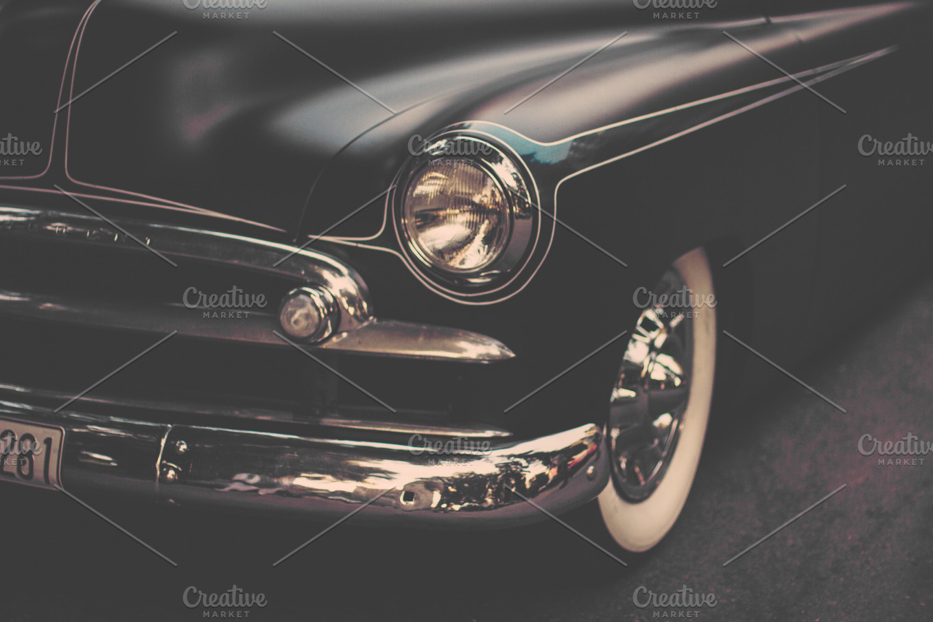 Classic Car Headlight | Transportation Stock Photos ~ Creative Market