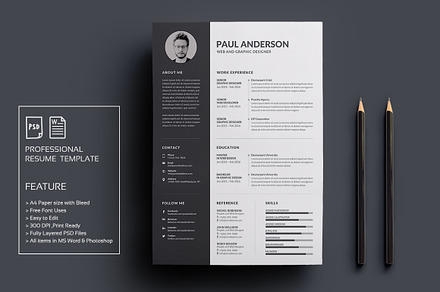 Resume/CV | Illustrator Templates ~ Creative Market