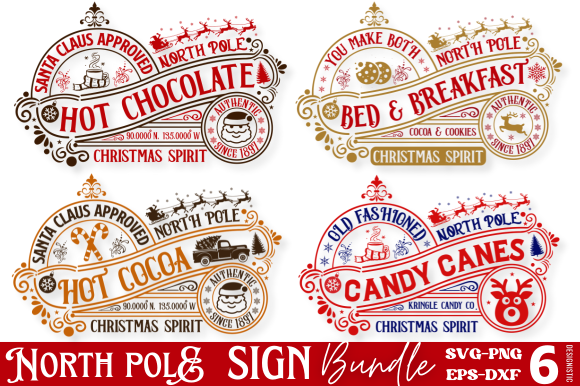 Vintage North Pole SVG Bundle | Creative Market