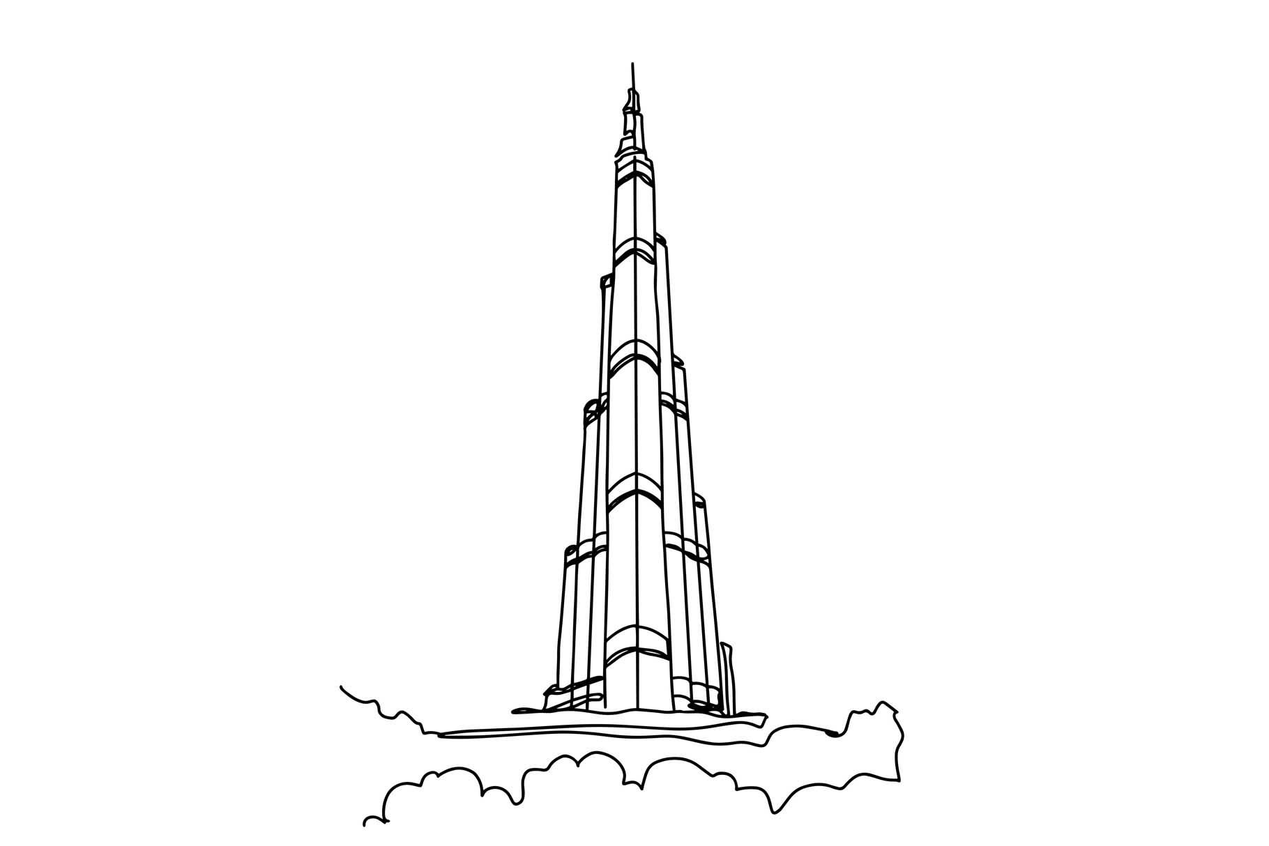 Burj Khalifa Line Art Illustration #2 | Creative Market