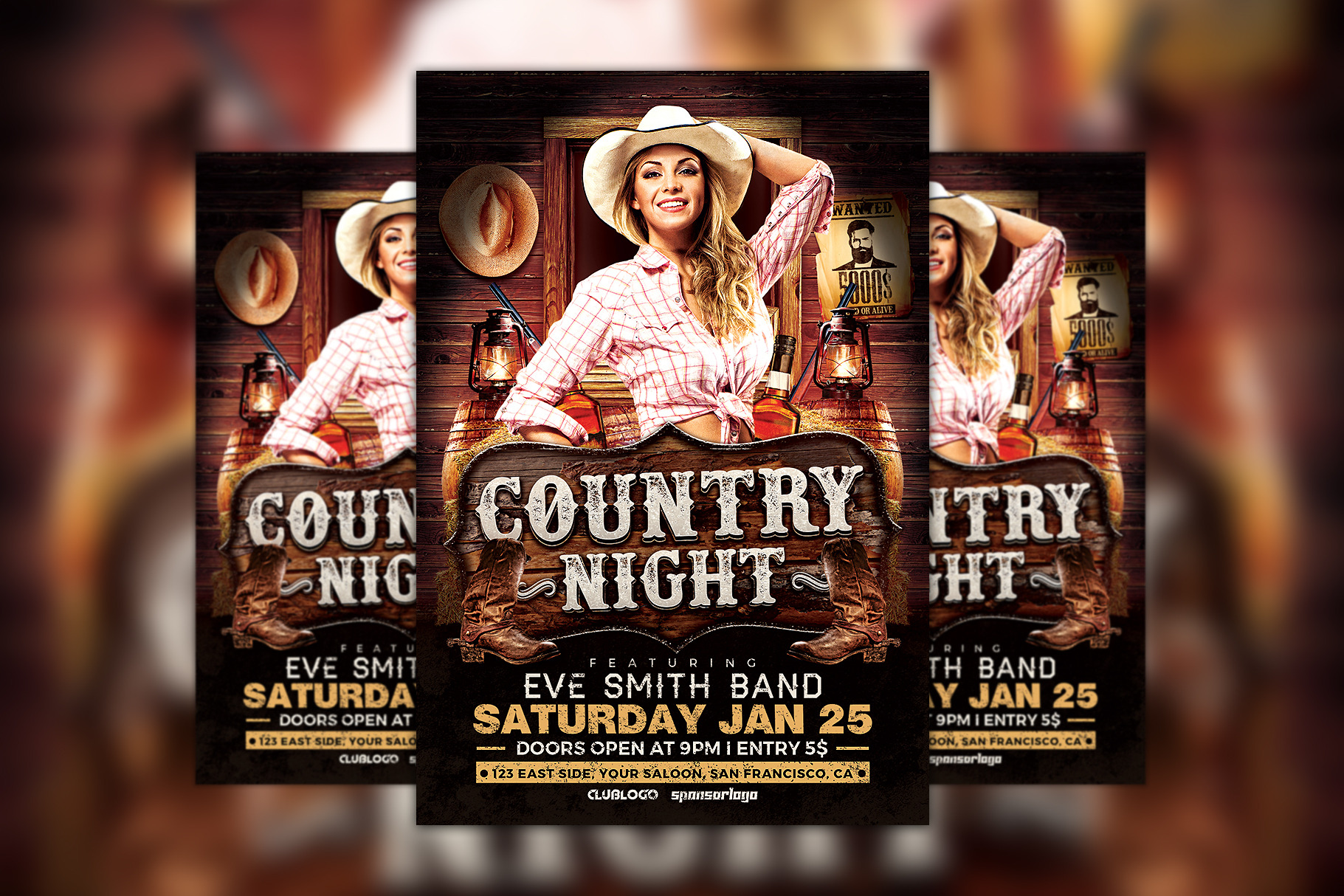 Country Party Night Flyer Template | Photoshop Templates ~ Creative Market