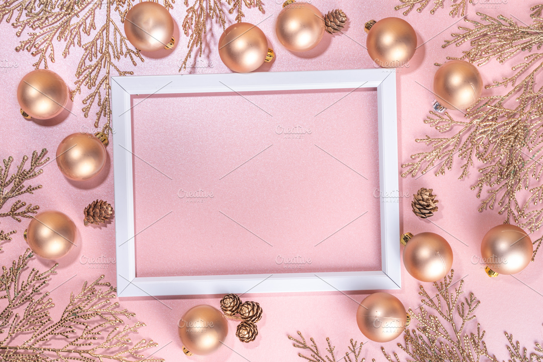 Rose gold christmas background | Holiday Stock Photos ~ Creative Market