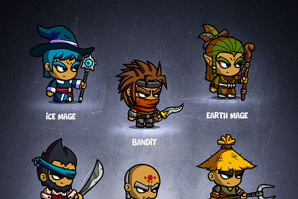 RPG Cartoon Characters 2d Game Art PreDesigned Illustrator