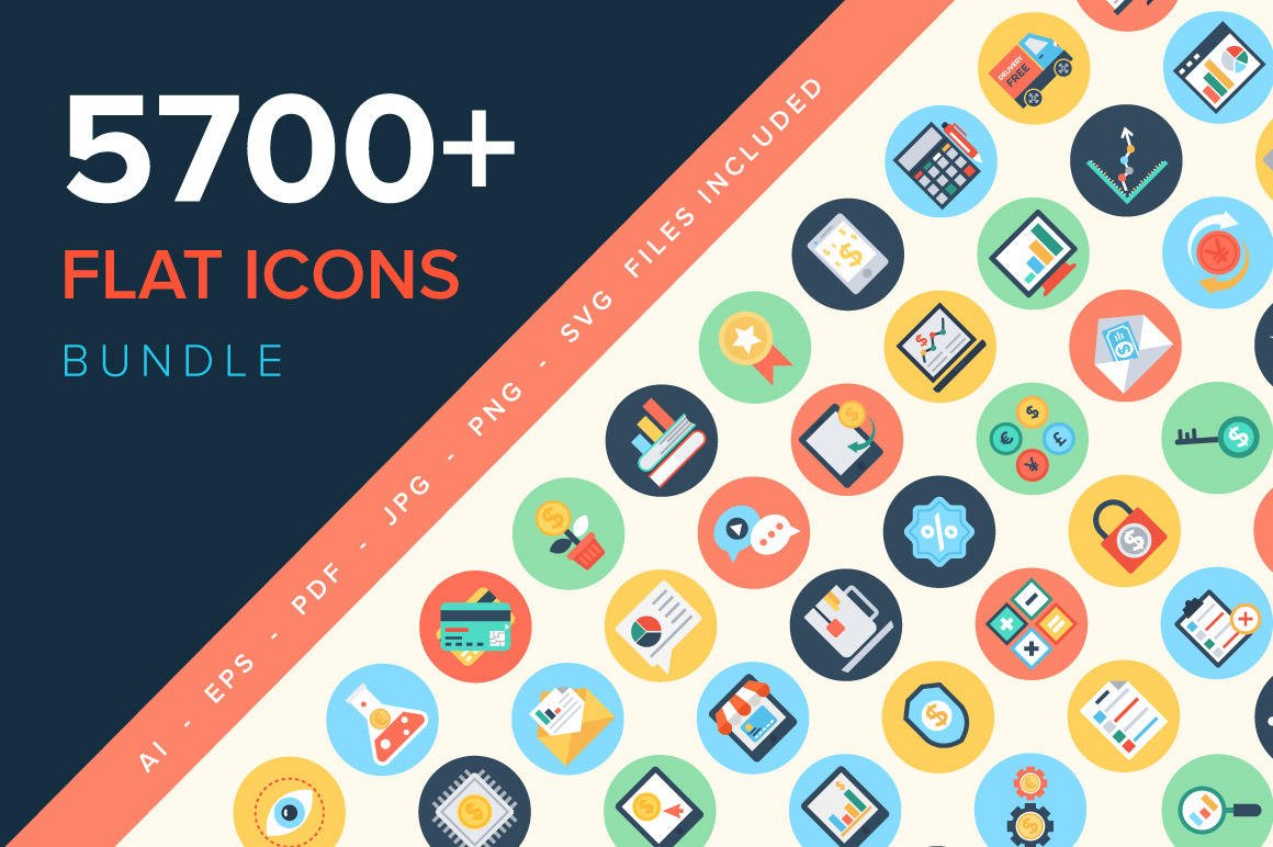 Download 5700 Flat Icons Bundle Pre Designed Illustrator Graphics Creative Market