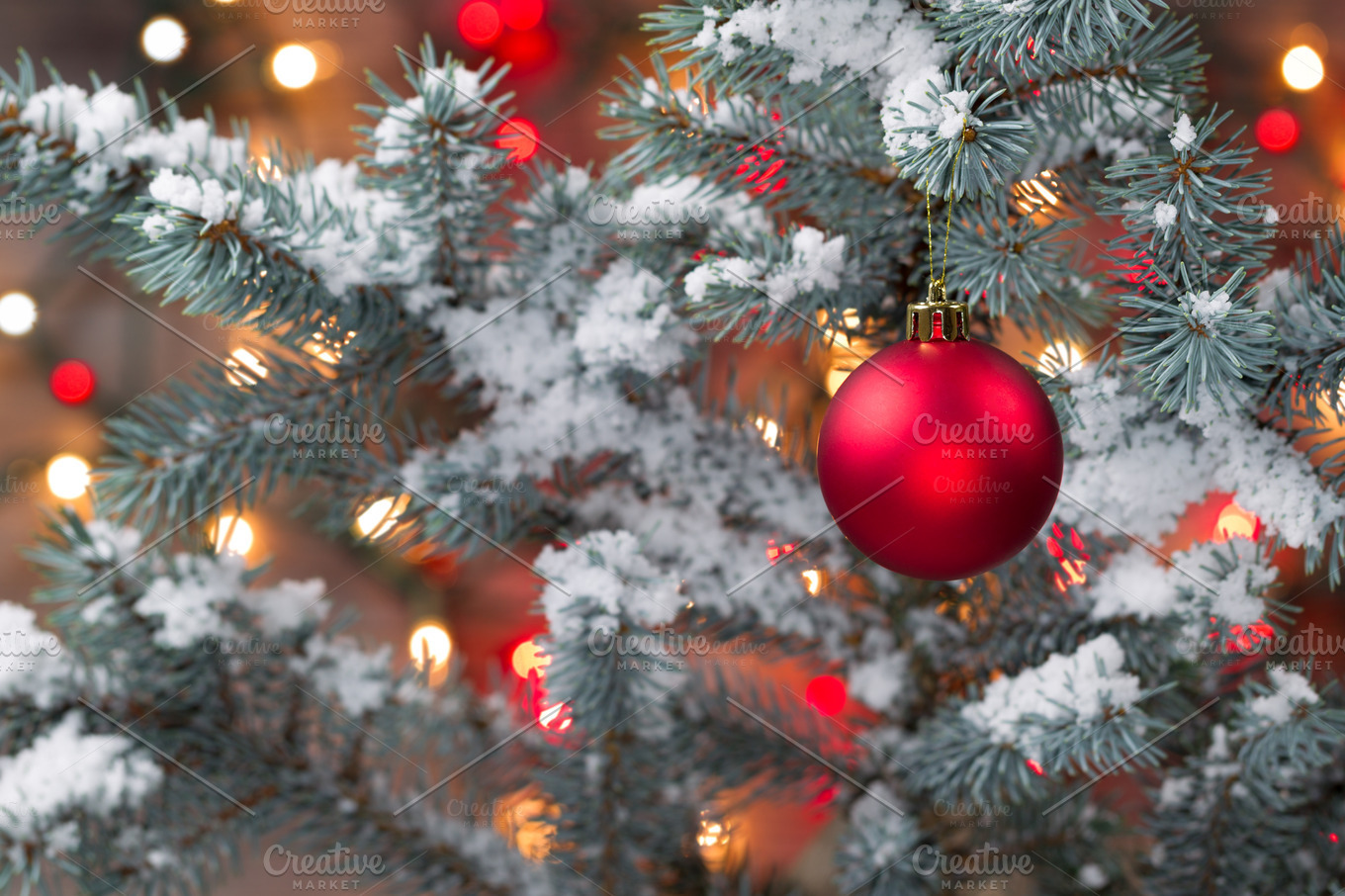 Snow covered Christmas Tree Holiday Stock Photos Creative Market