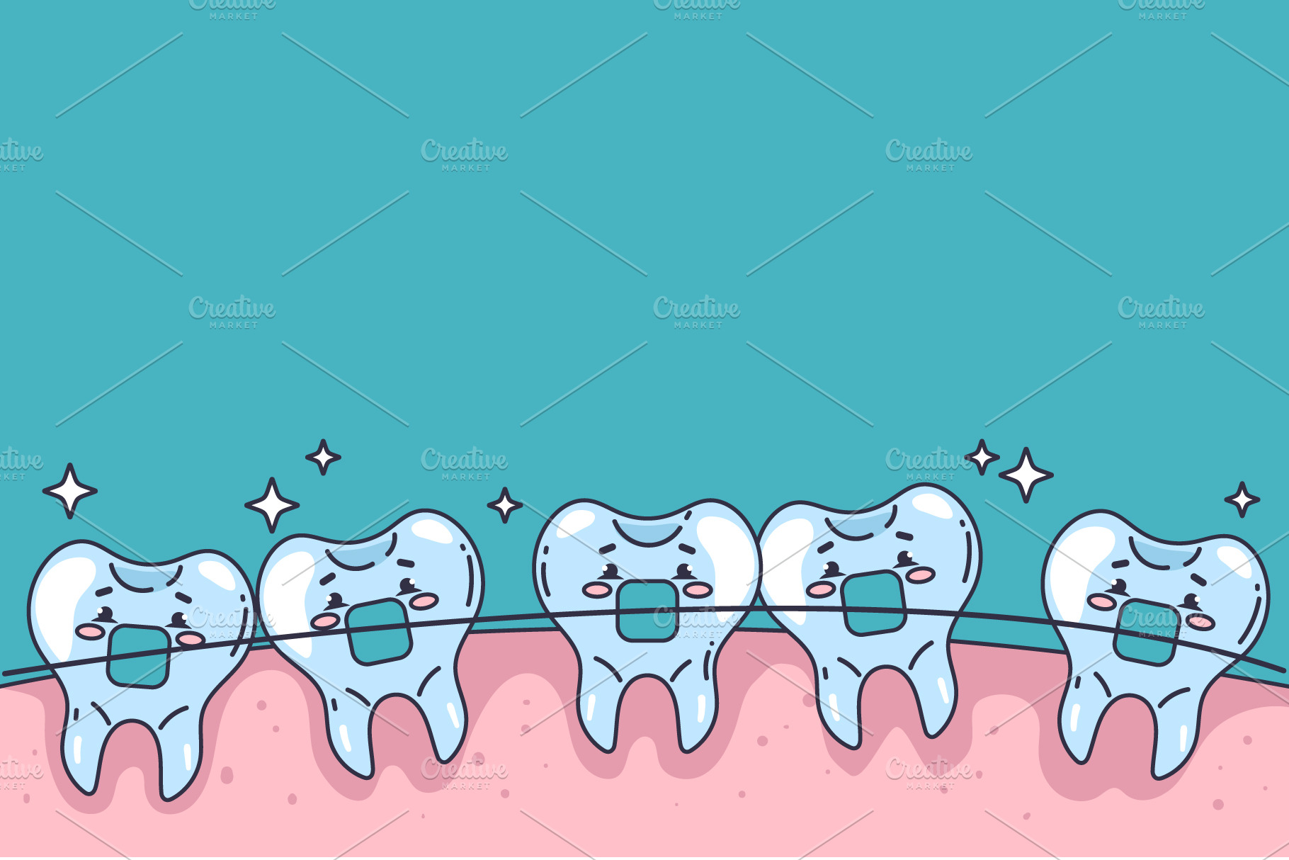 Braces System In Open Mouth Illustrator Graphics Creative Market