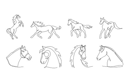 Horse logo One line drawing | Animal Illustrations ~ Creative Market