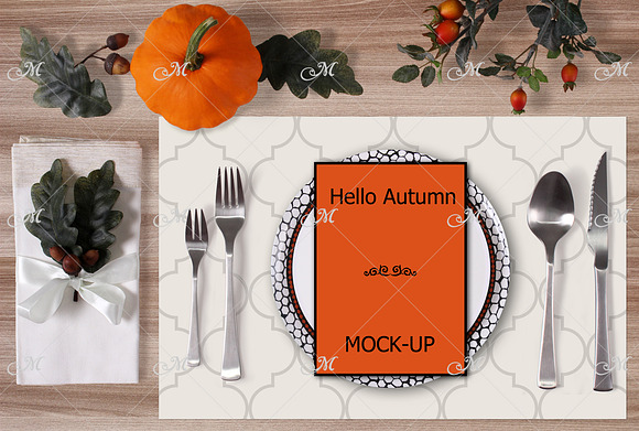 Download Autumn Table Mockup Menu Placemat Creative Photoshop Templates Creative Market