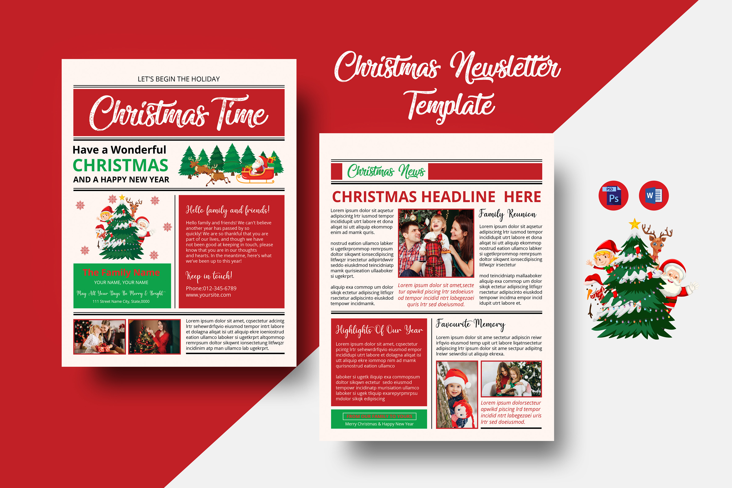 Christmas Newsletter Template | Stationery Templates ~ Creative Market