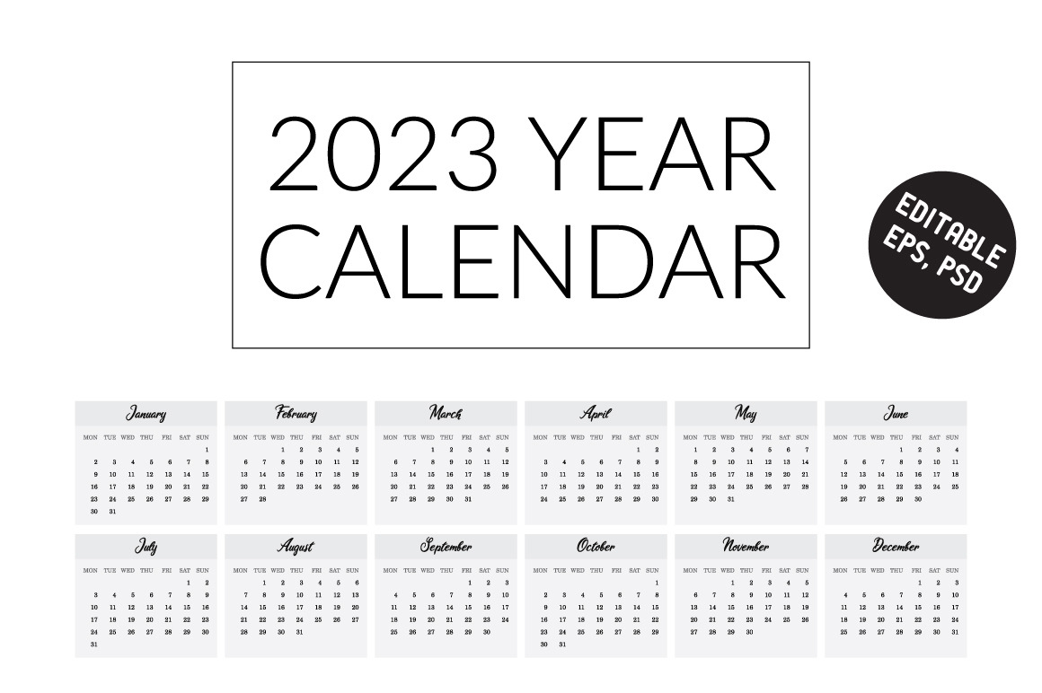 2023 Year Calendar Template. V1 