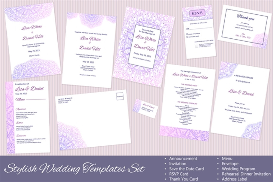 Set of Vector Wedding Templates | Creative Illustrator Templates