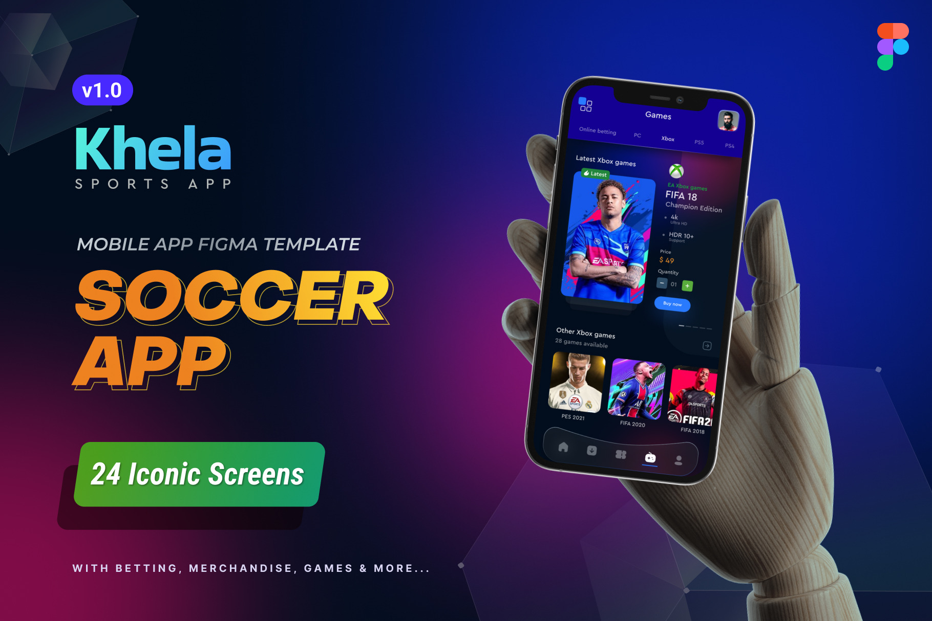 KHELA 23 screens soccer app design App Templates Creative Market