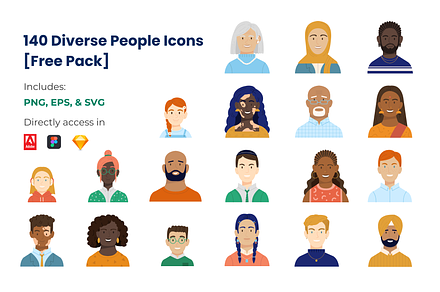 64 Avatar icons vector people collection on Yellow Images Creative