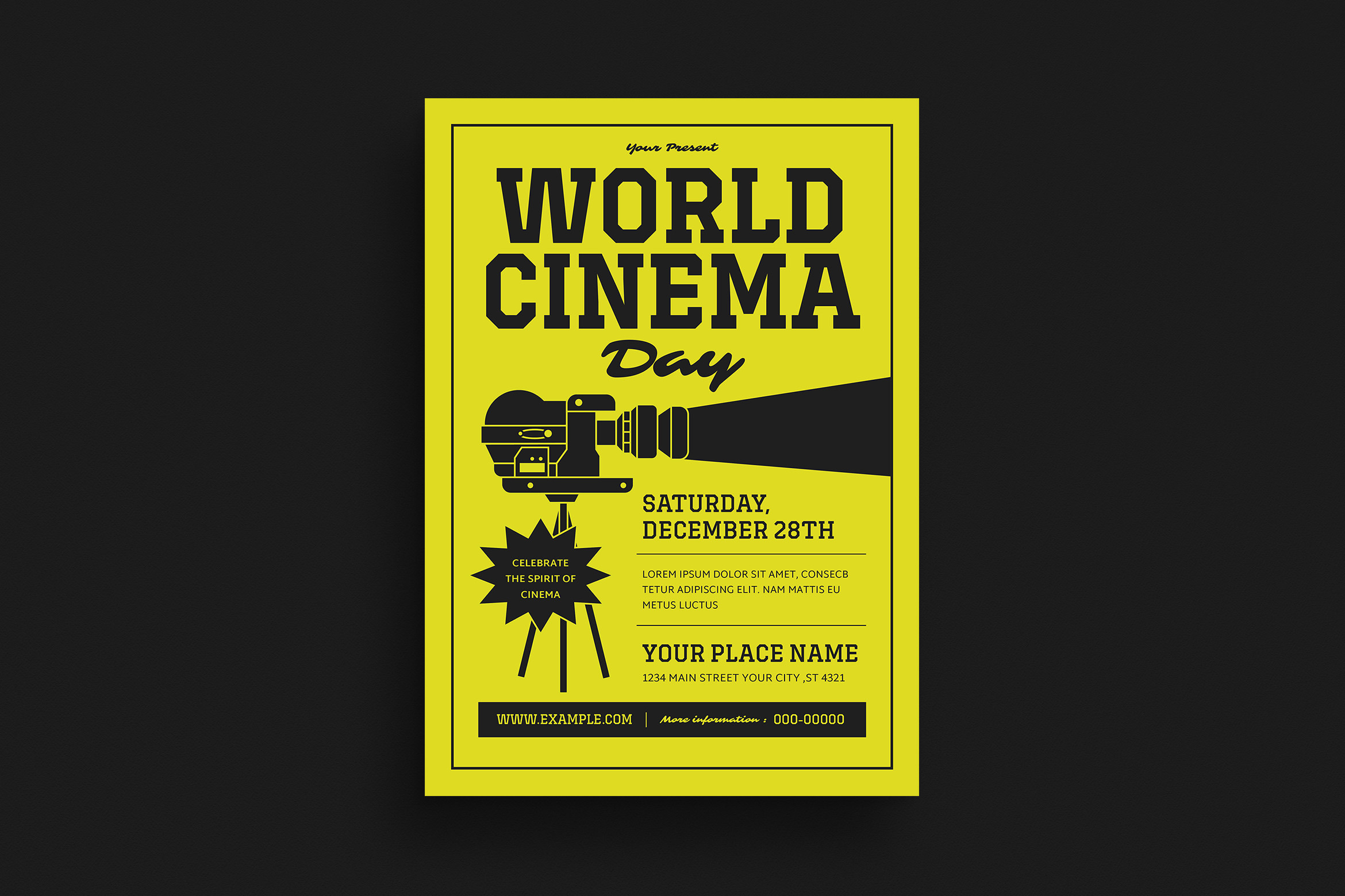 World Cinema Day Event Flyer Flyer Templates Creative Market