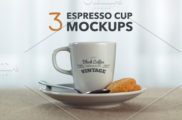 3 Espresso Coffee Cup Mockups Creative Photoshop Templates Creative Market