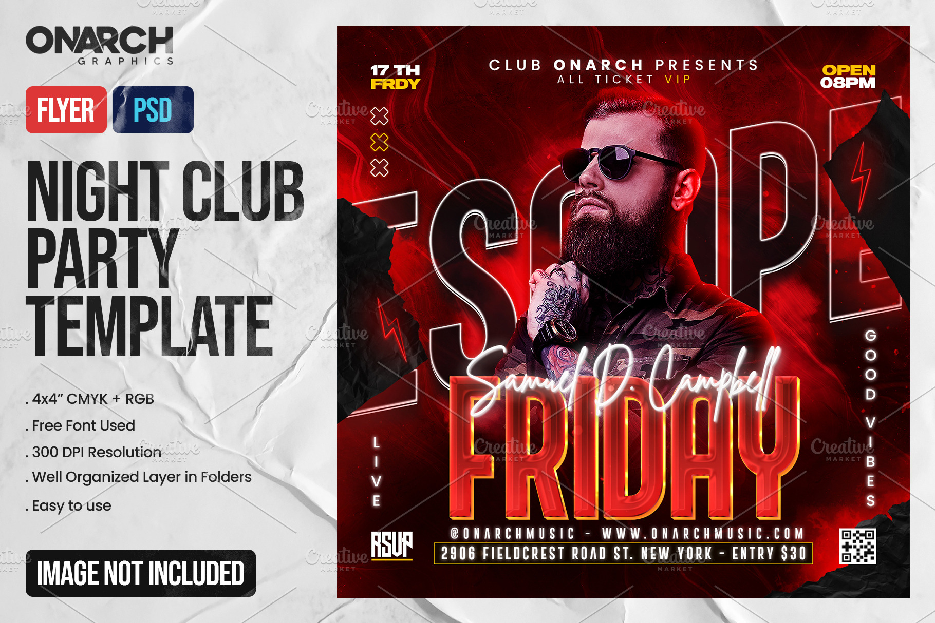 DJ Night Club Party Flyer Template | Flyer Templates ~ Creative Market