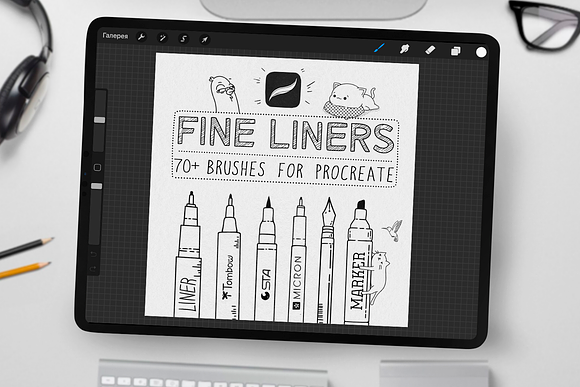 70 Fine Liner Brush Set for Procreate Micron, Fineliners, Stipple Brushes,  Pattern Brushes, Inking and Lineart 