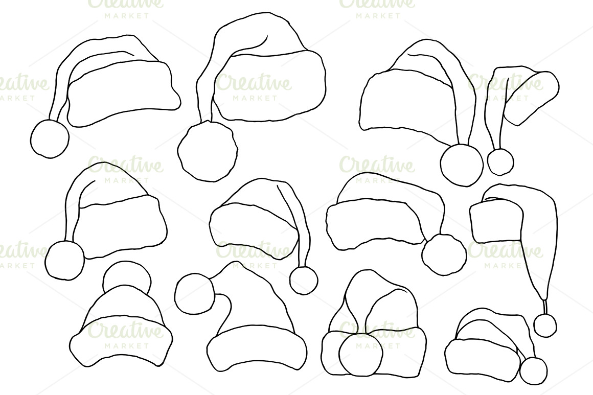 doodle hats Santa Claus | Background Graphics ~ Creative Market