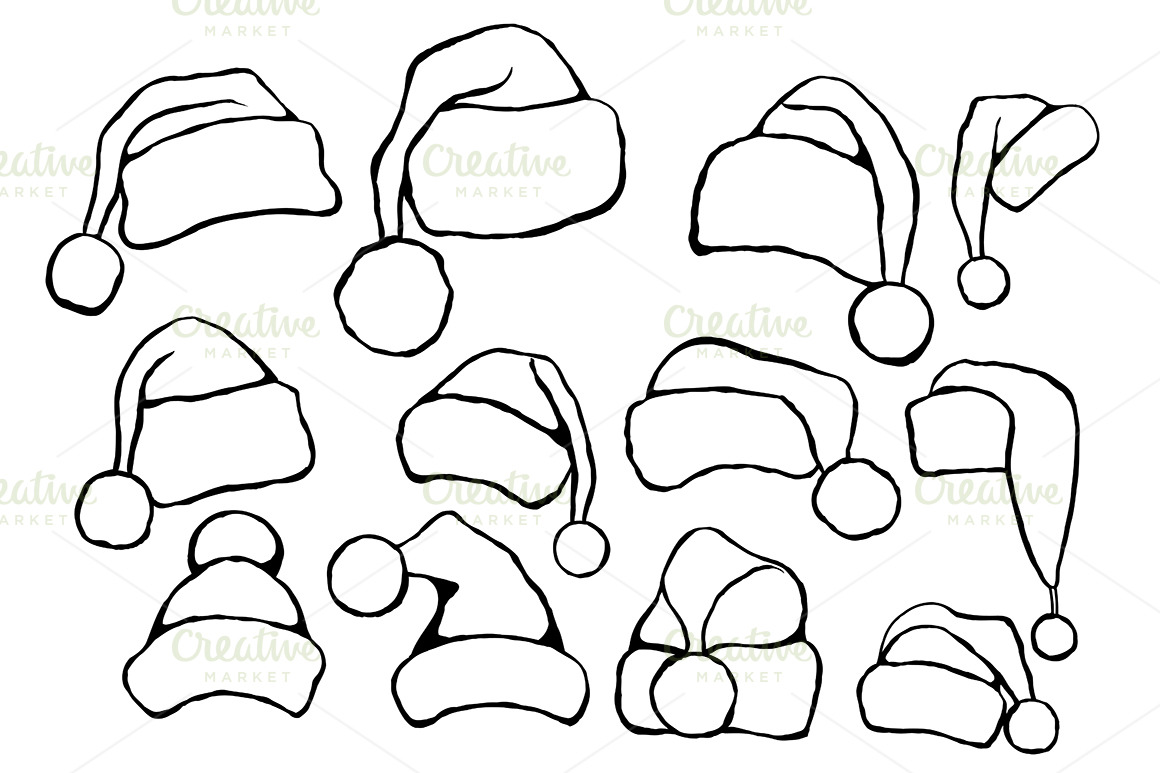 doodle hats Santa Claus | Background Graphics ~ Creative Market