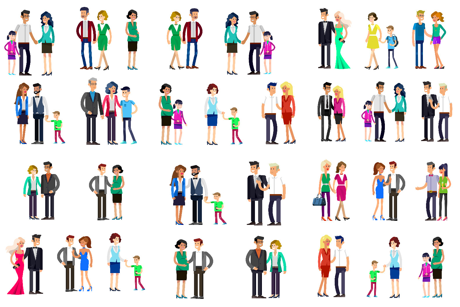 Couple & family characters bundle | Healthcare Illustrations ~ Creative ...