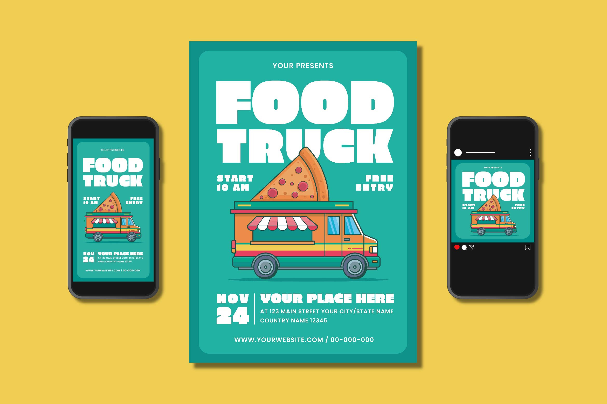 food-truck-flyer-set-flyer-templates-creative-market