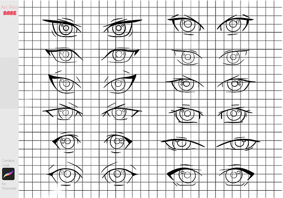 Procreate Anime Eye Stamp Brush for Eyes Reference Brush 