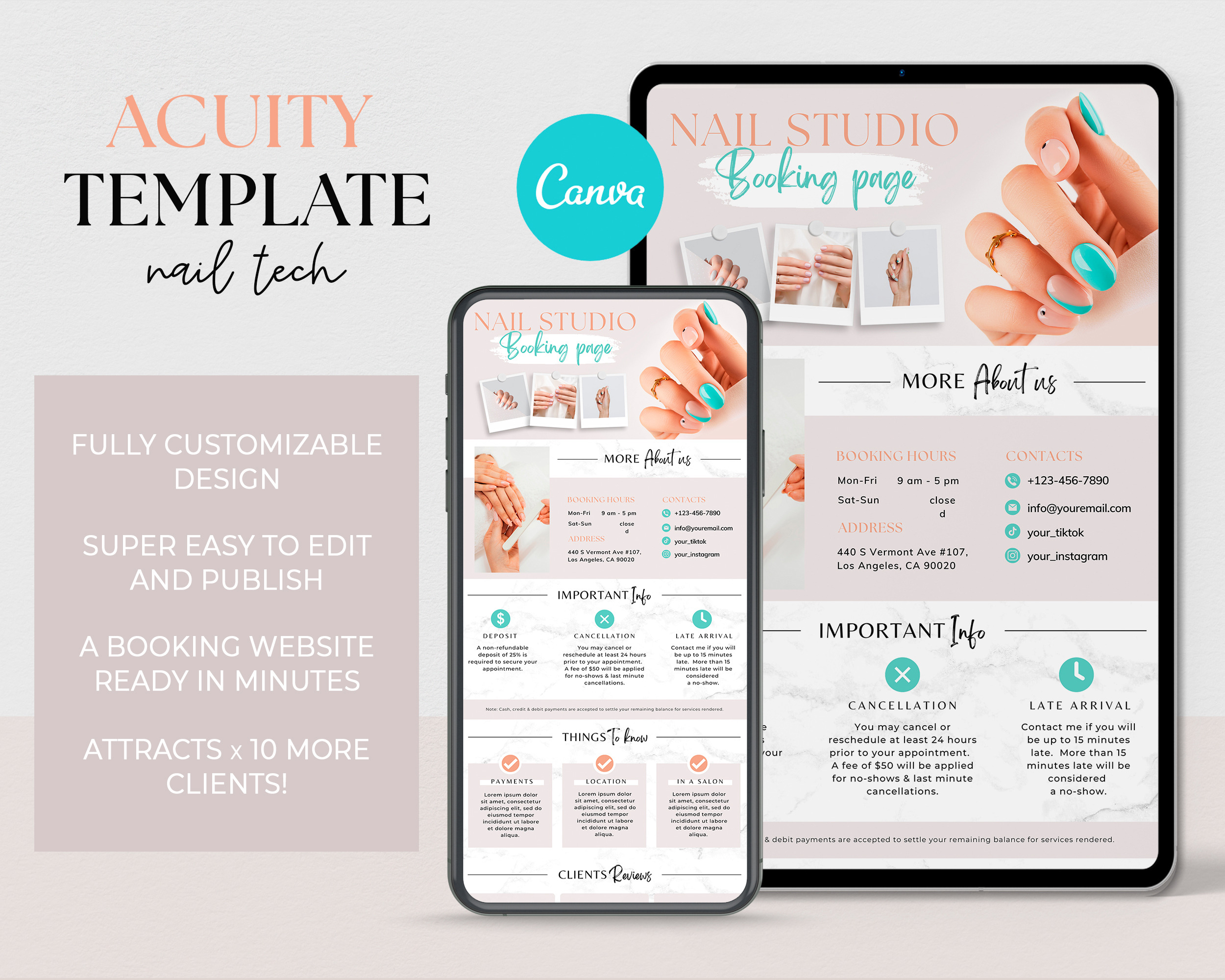 Acuity Nail Tech Template Website & App Templates Creative Market