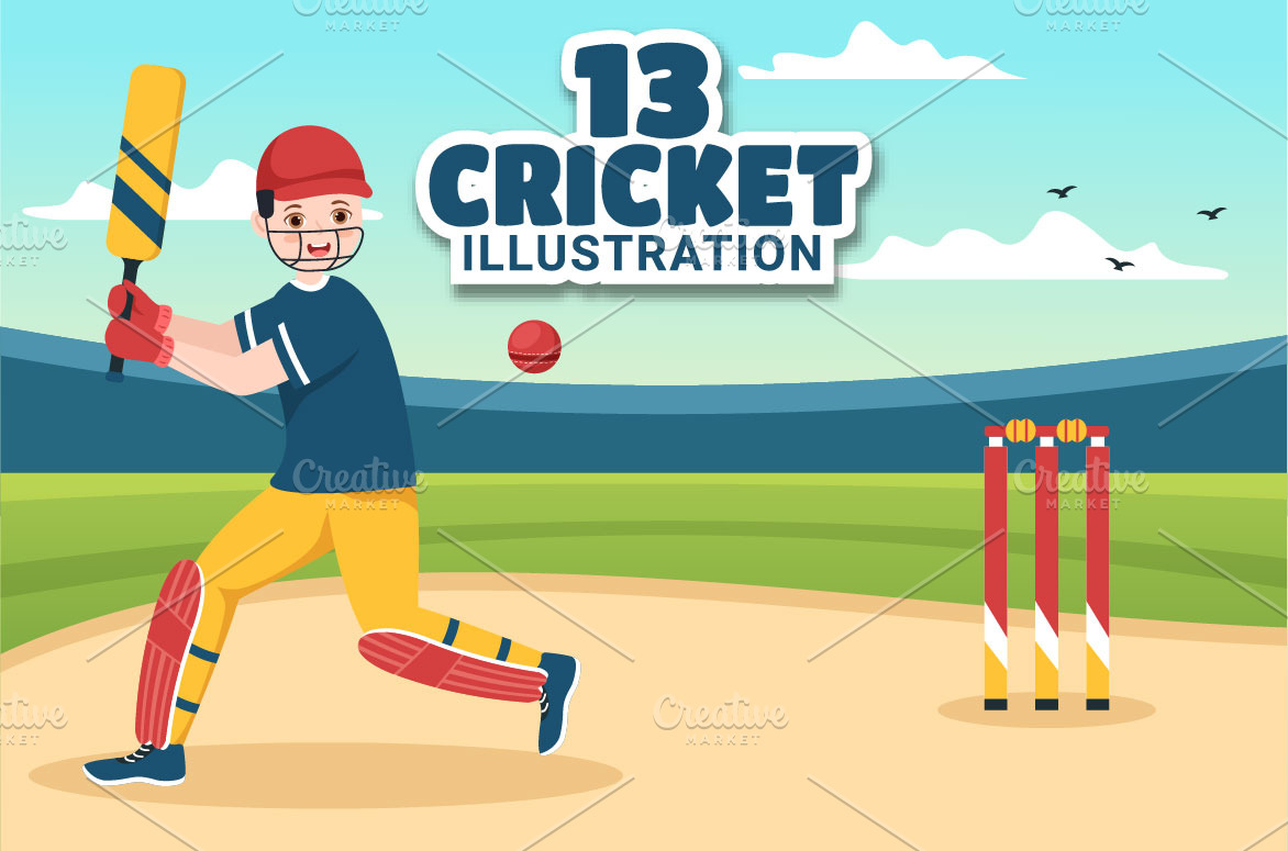 13 Cricket Sport Illustration | Photoshop Graphics ~ Creative Market