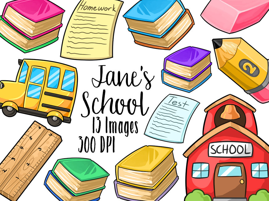 Kawaii School Supplies Clipart Pre Designed Photoshop Graphics Creative Market