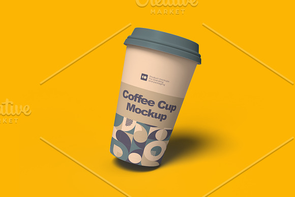 Eco Coffee Cup with Lid PSD Mockup, High Angle View – Original Mockups