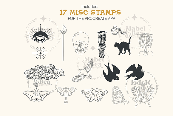 100 Tarot Card Brush Stamps Procreate Tarot Card Brush Stamps