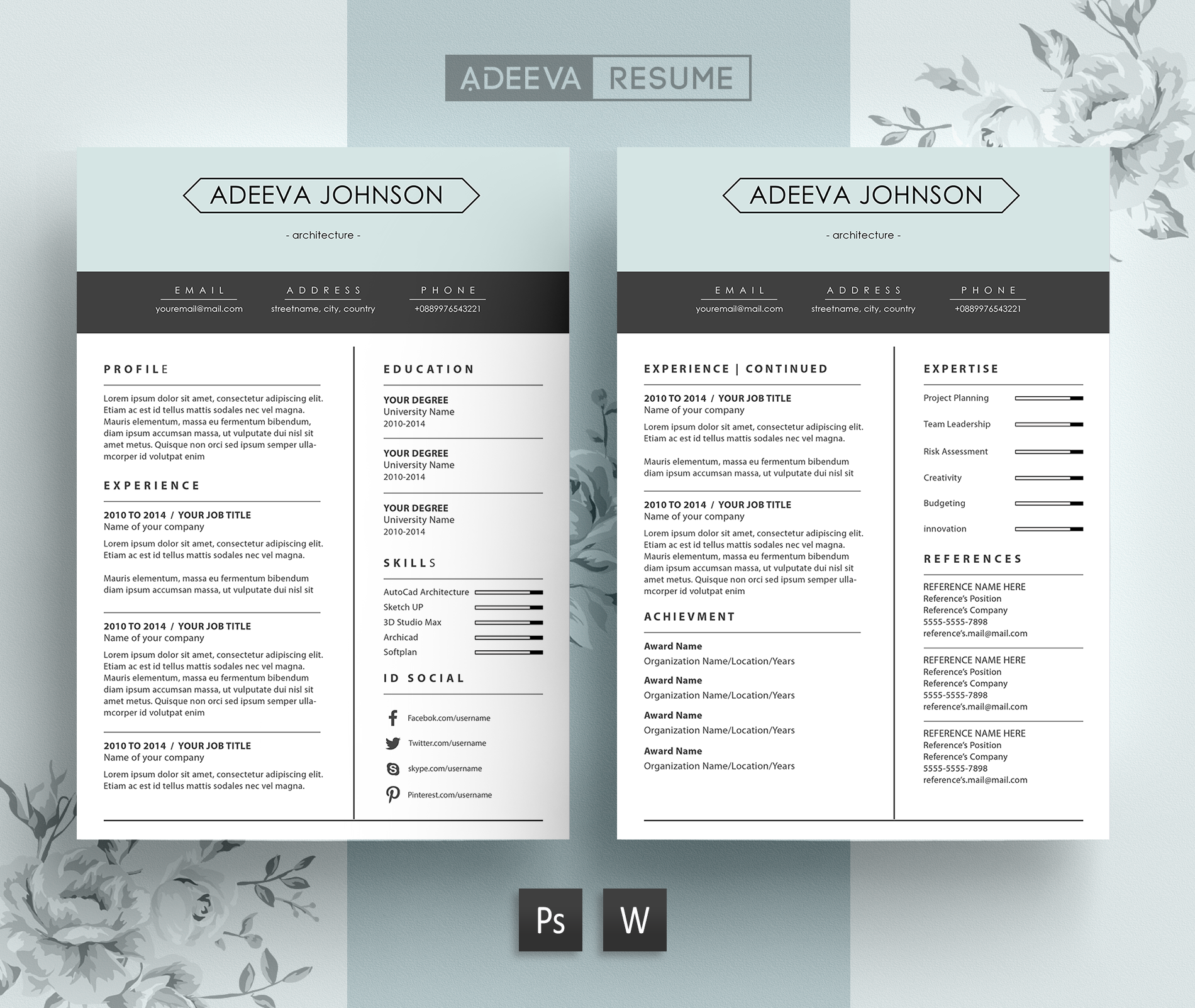 Adeeva resume deals download psd