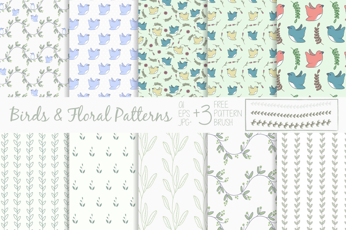 Birds & Floral Patterns | Graphic Patterns ~ Creative Market