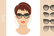 Sunglasses shapes for oval face | Illustrations ~ Creative Market