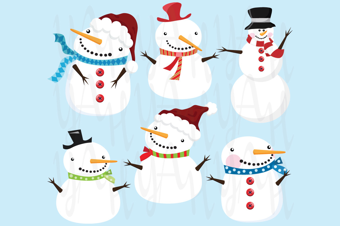 Cute Snowman Clip Art | Decorative Illustrations ~ Creative Market