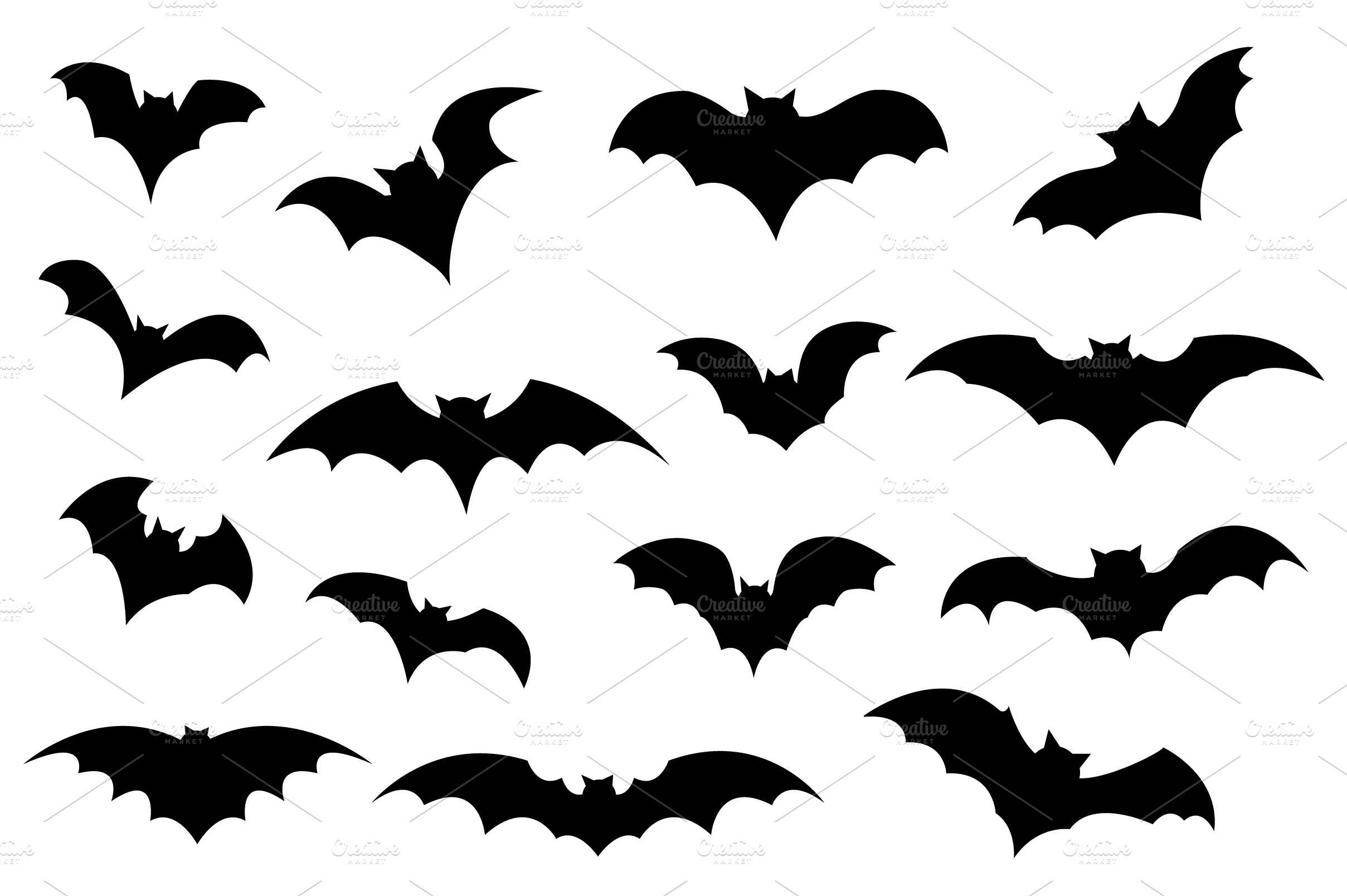 Bats Set Animal Illustrations Creative Market