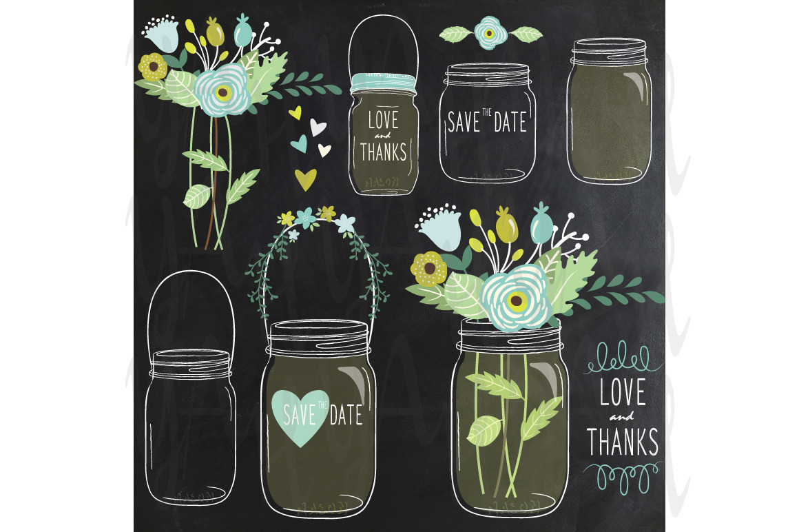 Chalkboard Flower Jar Clip Art Pre Designed Illustrator Graphics Creative Market