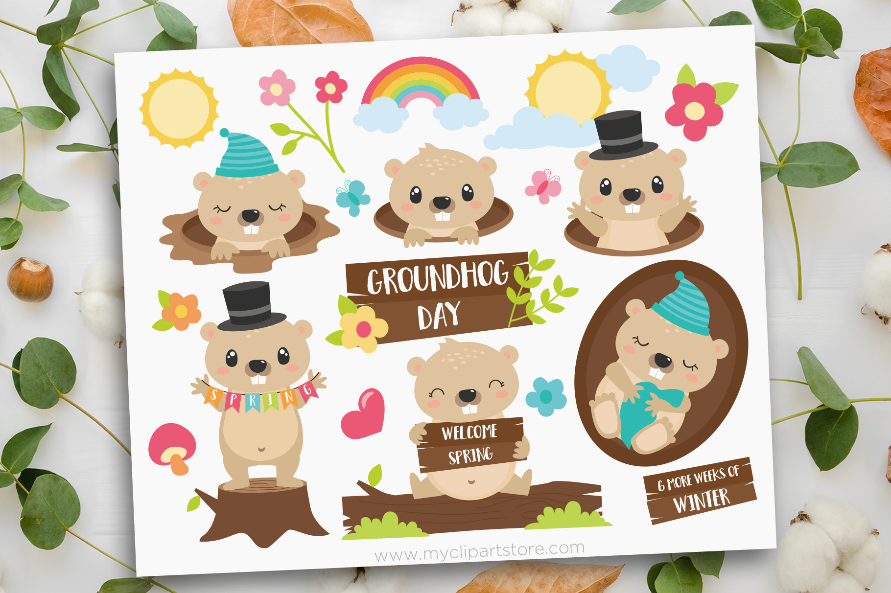 GroundHog Day Clipart + SVG  Seasonal Illustrations ~ Creative Market