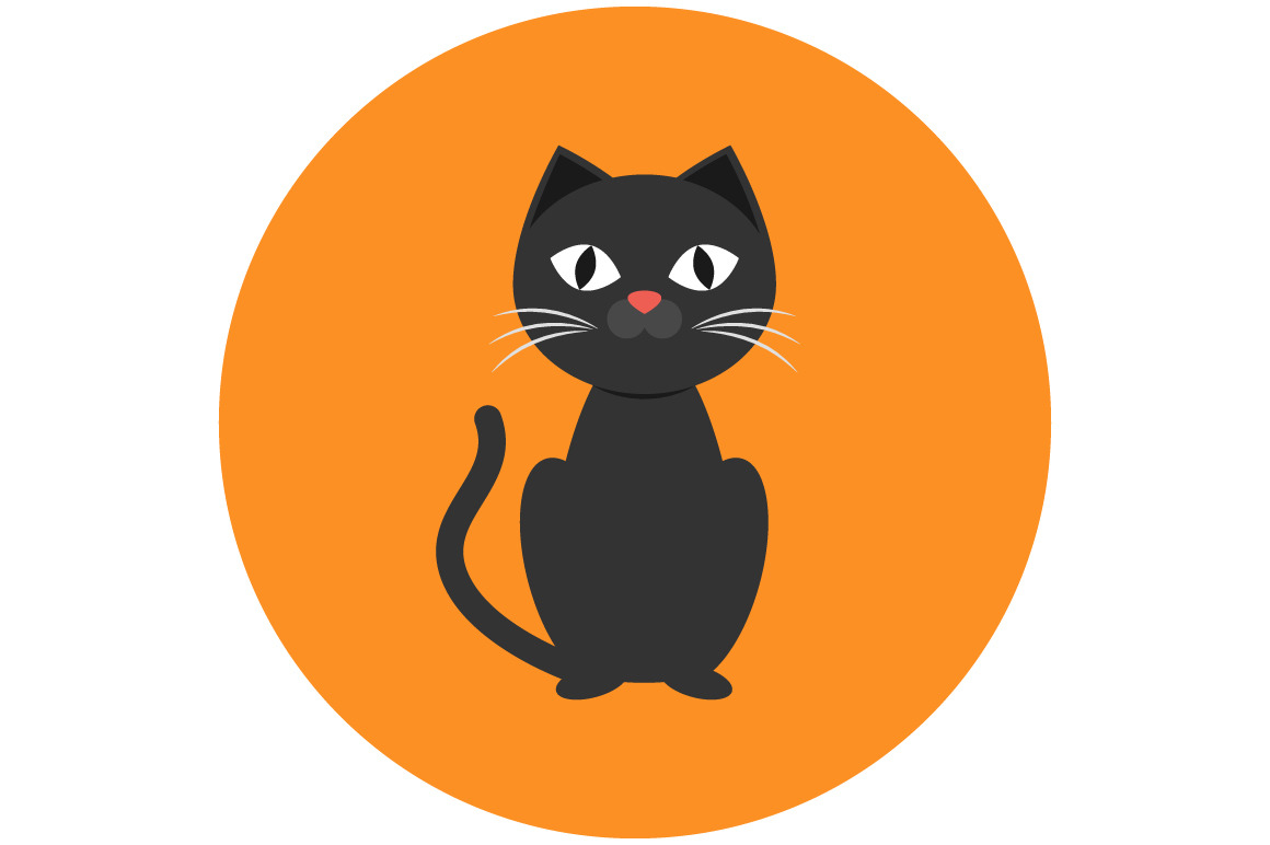 Black cat icon flat | Illustrator Graphics ~ Creative Market