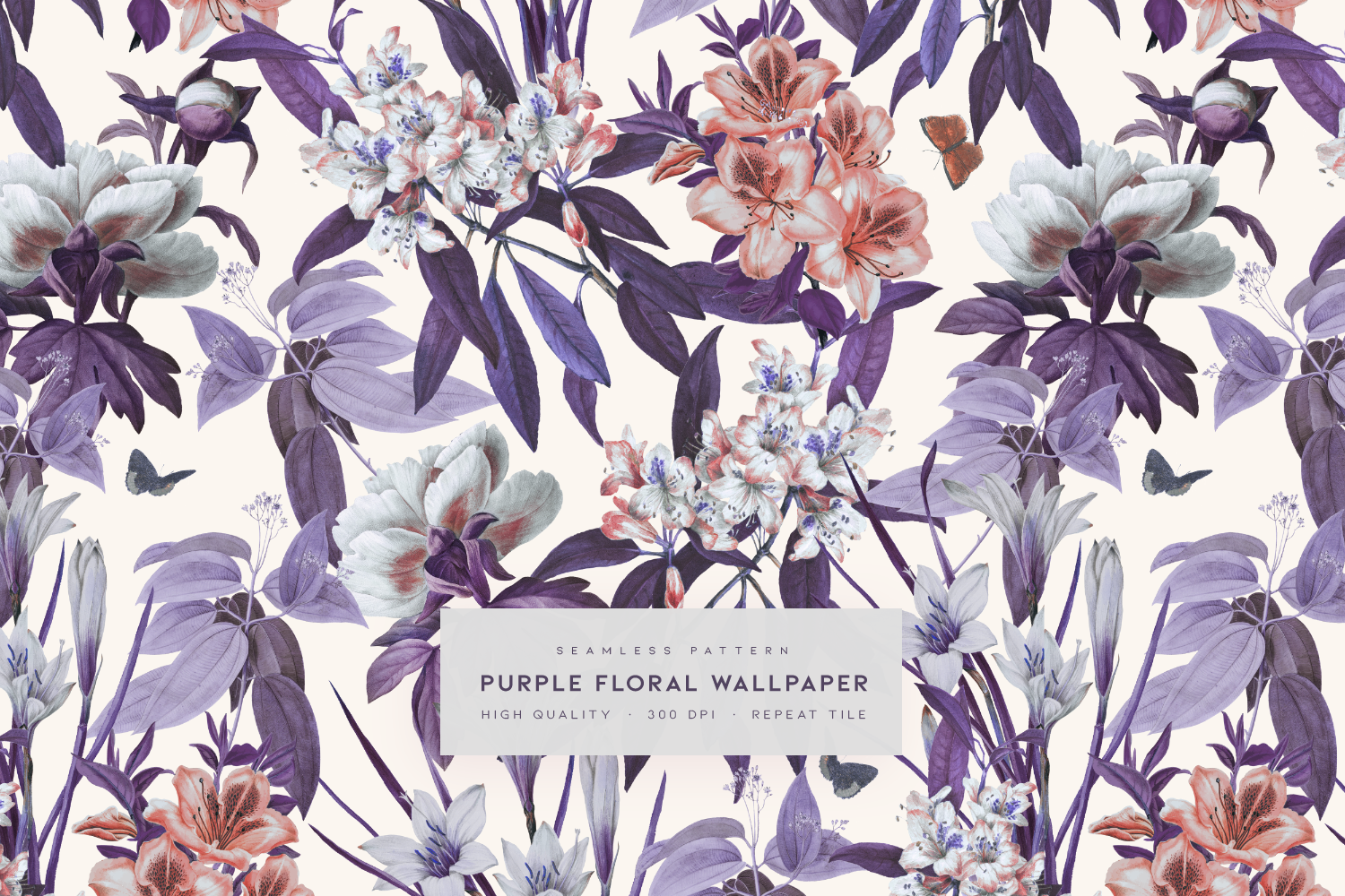 Purple Floral Wallpaper | Graphic Patterns ~ Creative Market