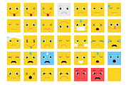 Square Emoticons / Emoji Vector Set | Pre-Designed Illustrator Graphics