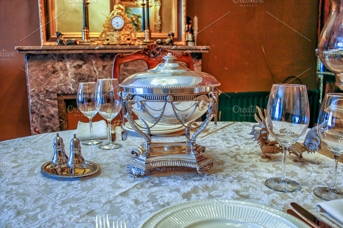 Antique table setting | High-Quality Food Images ~ Creative Market