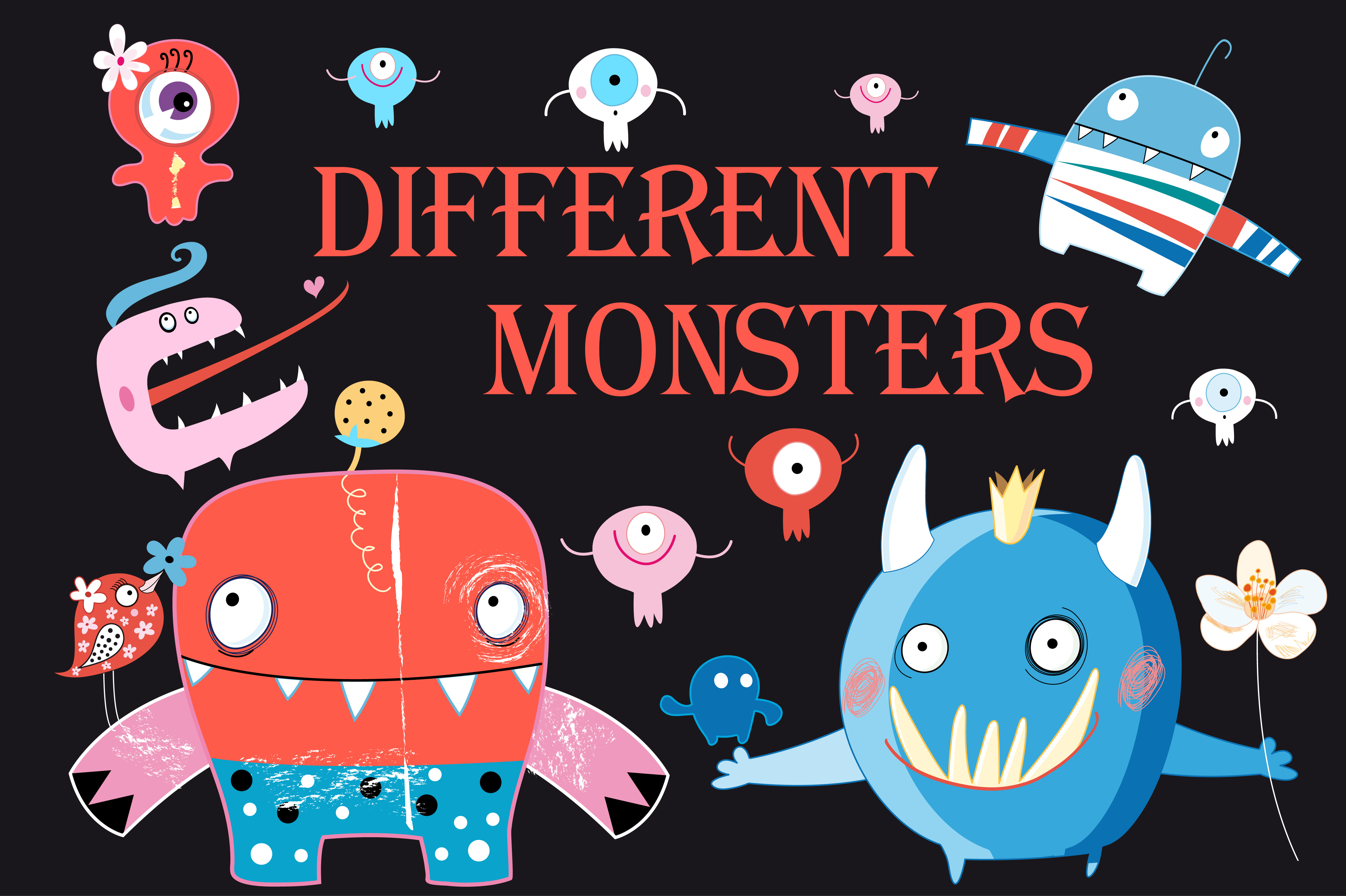 Funny colorful monsters | Graphic Patterns ~ Creative Market