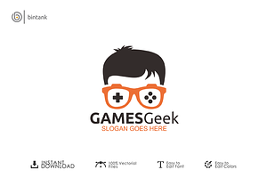 Hipster Gamer - Logo + Free BC | Creative Illustrator Templates