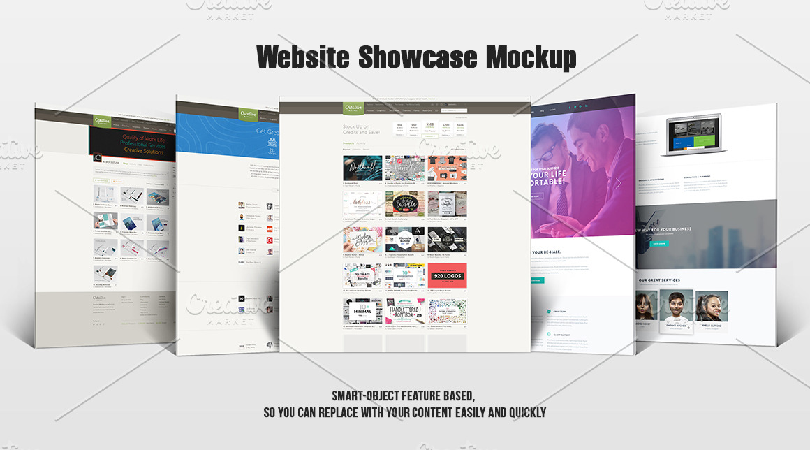 Website Showcase Mockup Creative Photoshop Templates Creative Market